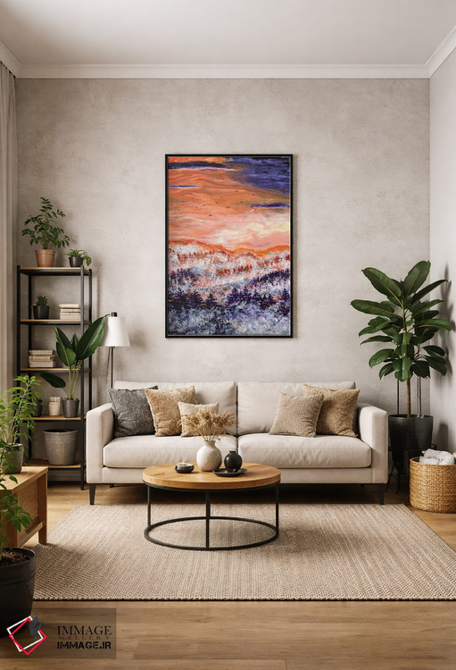 تابلو انتزاعی غروب مه آلود شمال غرب اقیانوس آرام اثر لورا ایورسن - D1B