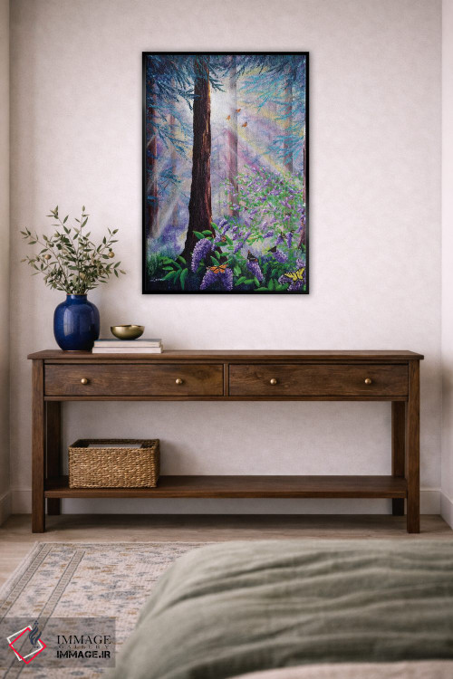 تابلو دکوراتیو بیشه پروانه ها در جنگل سرخ چوب اثر لورا ایورسن - D3B