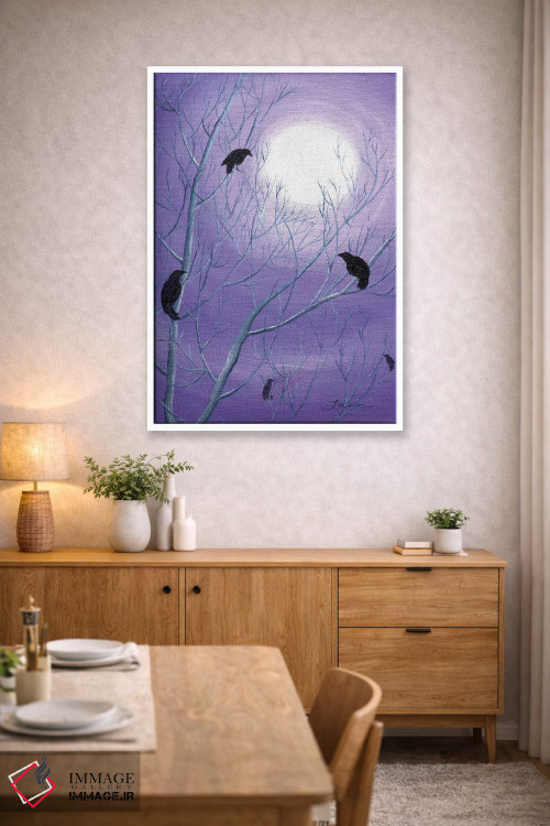 تابلو دکوراتیو کلاغ ها روی شاخه های خالی اثر لورا ایورسن - D4W