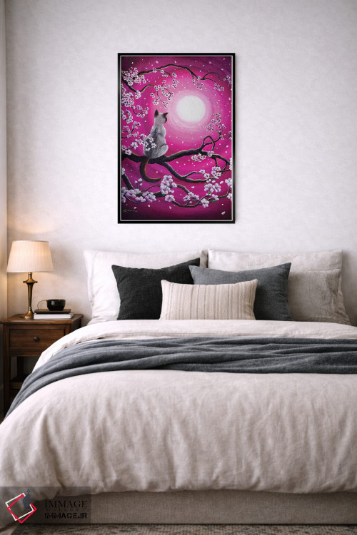 تابلو دکوراتیو ساکورای صورتی روشن در صبح اثر لورا ایورسن - D6B