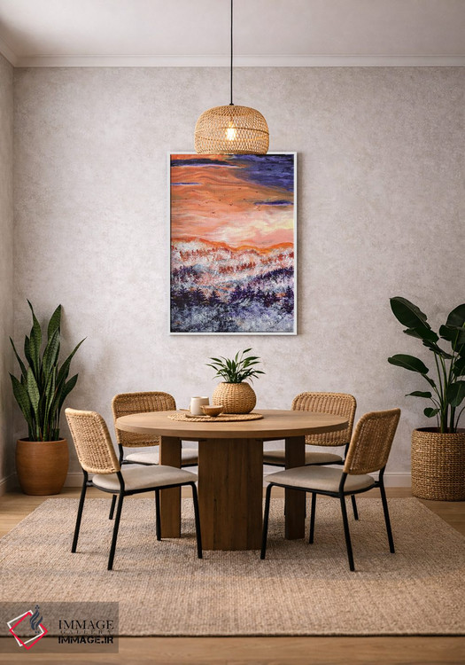 تابلو انتزاعی غروب مه آلود شمال غرب اقیانوس آرام اثر لورا ایورسن - D2W