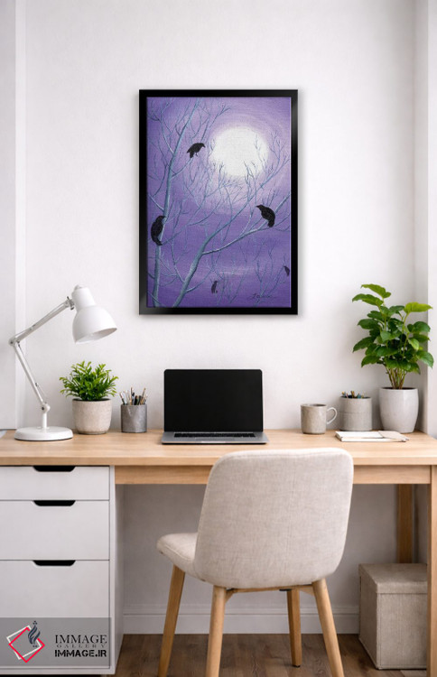 تابلو دکوراتیو کلاغ ها روی شاخه های خالی اثر لورا ایورسن - D5B