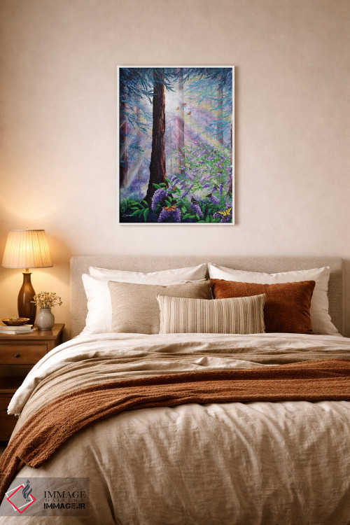 تابلو دکوراتیو بیشه پروانه ها در جنگل سرخ چوب اثر لورا ایورسن - D5W