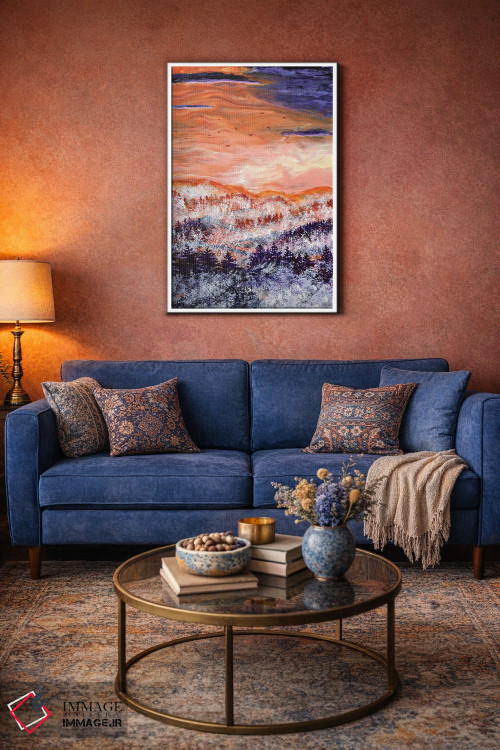 تابلو انتزاعی غروب مه آلود شمال غرب اقیانوس آرام اثر لورا ایورسن - D3W