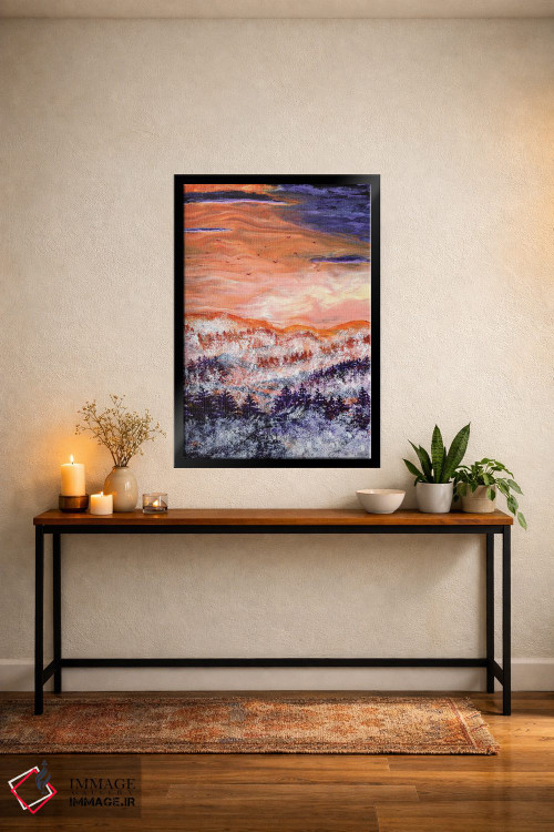تابلو انتزاعی غروب مه آلود شمال غرب اقیانوس آرام اثر لورا ایورسن - D5B