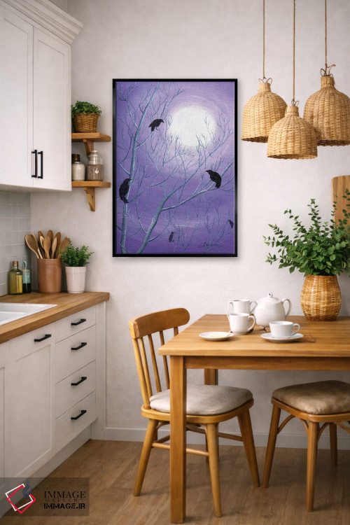 تابلو دکوراتیو کلاغ ها روی شاخه های خالی اثر لورا ایورسن - D6B