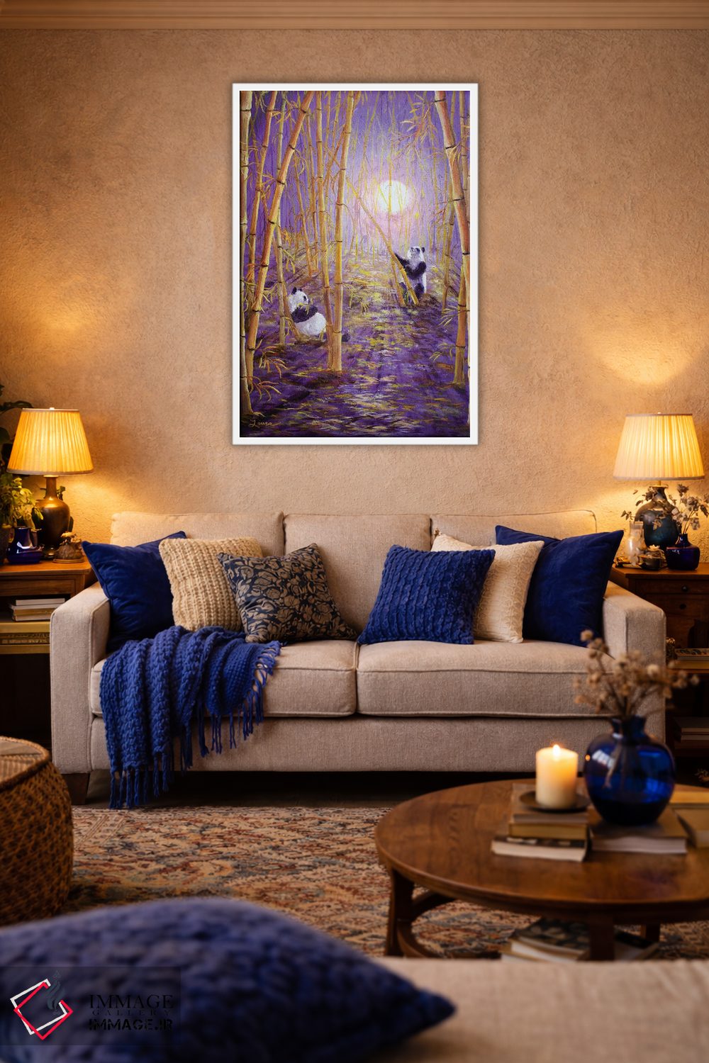 تابلو دکوراتیو پانداها در ماه برداشت اثر لورا ایورسن - D4W