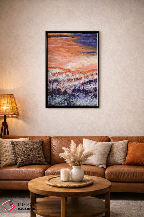 تابلو انتزاعی غروب مه آلود شمال غرب اقیانوس آرام اثر لورا ایورسن - D4B