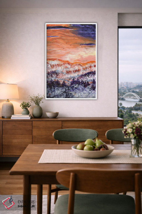 تابلو انتزاعی غروب مه آلود شمال غرب اقیانوس آرام اثر لورا ایورسن - D6W