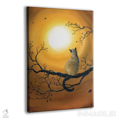 تابلو دکوراتیو گربه سیامی در درخشش پاییزی اثر لورا ایورسن - نمای پرسپکتیو محصول