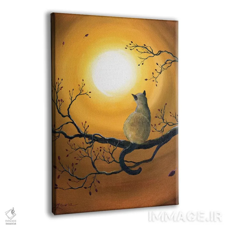 تابلو دکوراتیو گربه سیامی در درخشش پاییزی اثر لورا ایورسن - نمای پرسپکتیو محصول