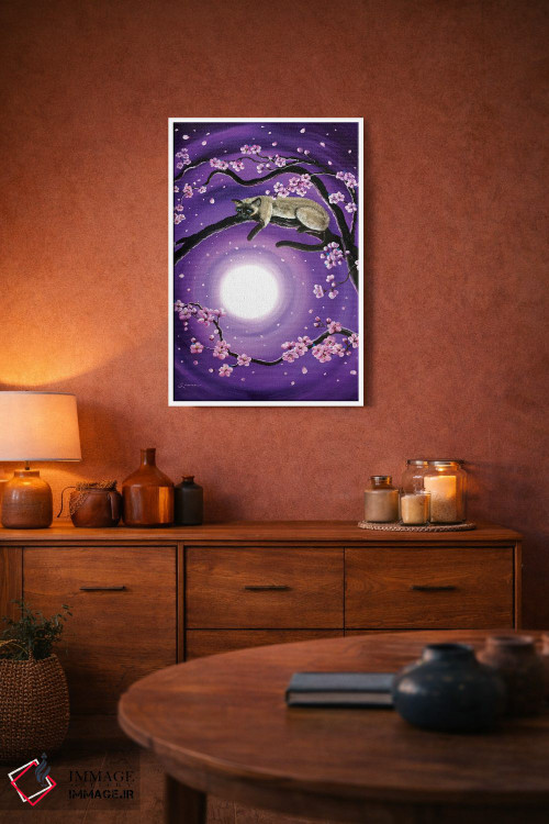 تابلو دکوراتیو ساکورا در مهتاب بنفش اثر لورا ایورسن - D3W