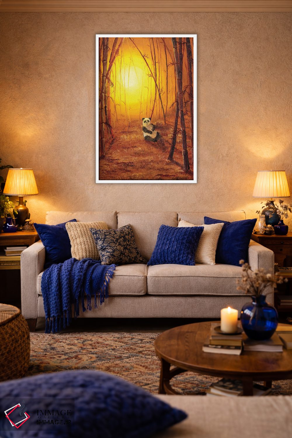 تابلو دکوراتیو پاندا در درخشش طلایی اثر لورا ایورسن - D2W