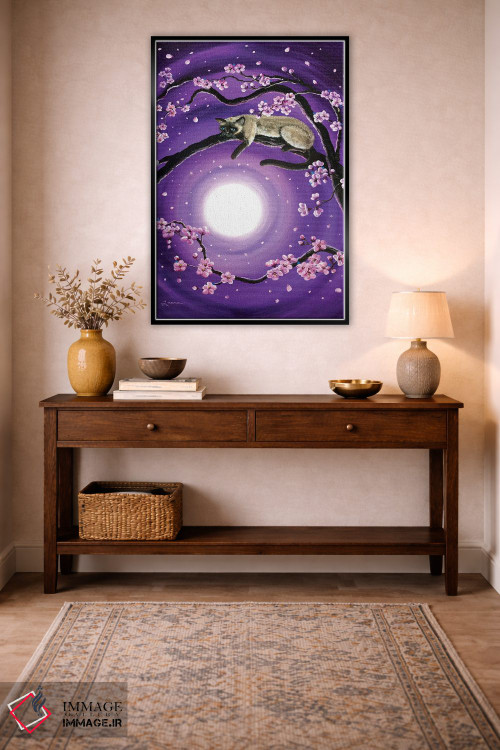 تابلو دکوراتیو ساکورا در مهتاب بنفش اثر لورا ایورسن - D4B