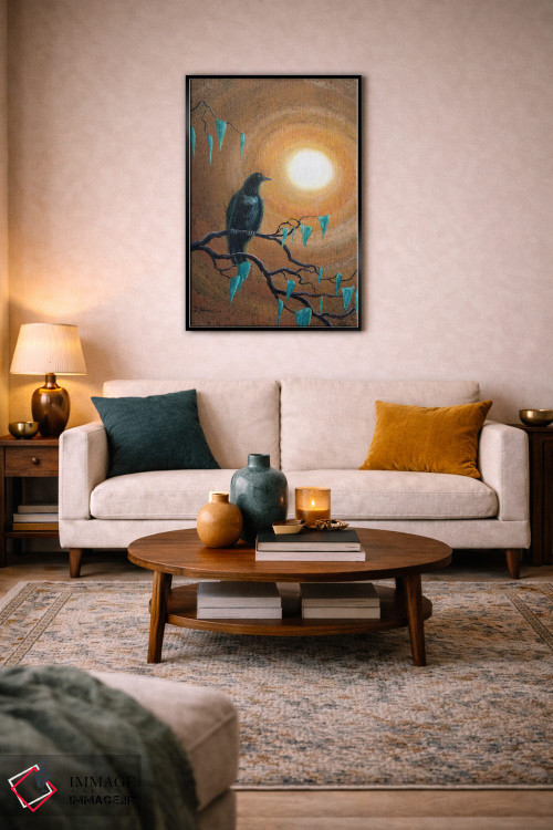 تابلو دکوراتیو کلاغ سیاه در پاییز تاریک اثر لورا ایورسن - D4B