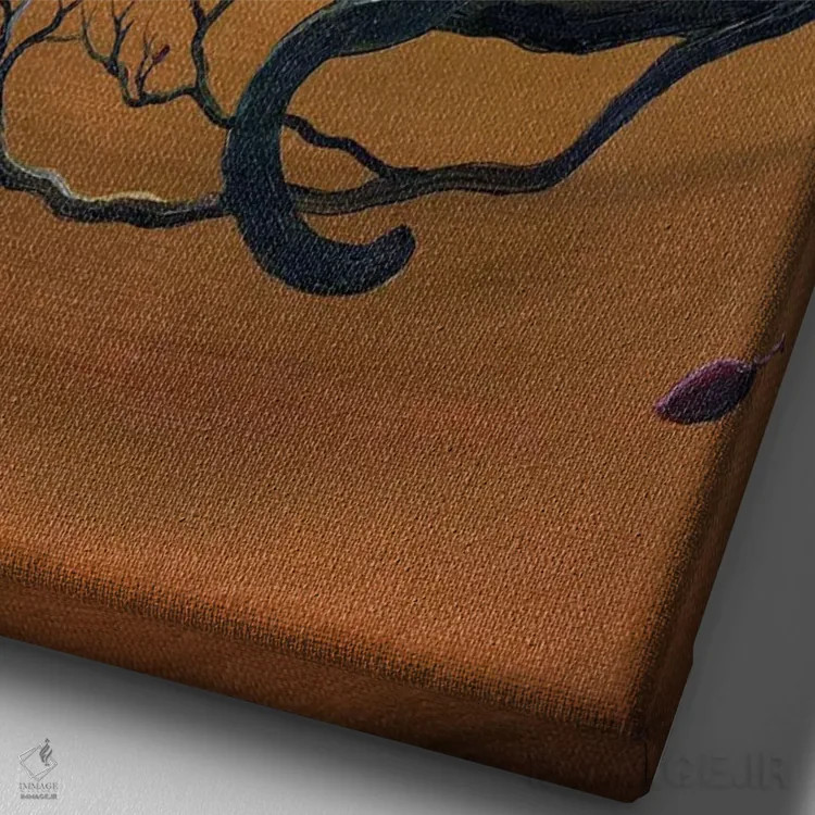 تابلو دکوراتیو گربه سیامی در درخشش پاییزی اثر لورا ایورسن - نمای نزدیک بافت بوم