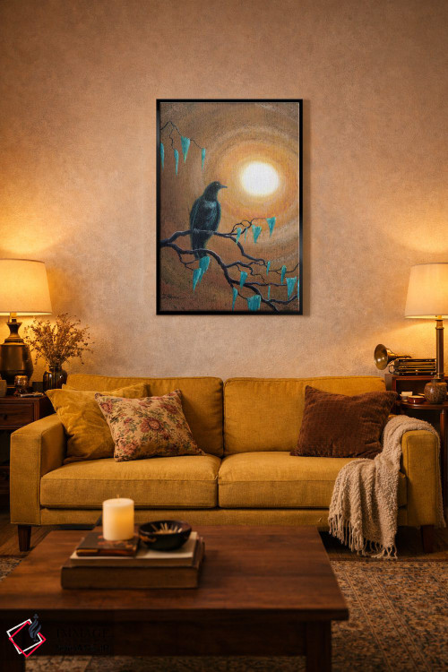 تابلو دکوراتیو کلاغ سیاه در پاییز تاریک اثر لورا ایورسن - D3B