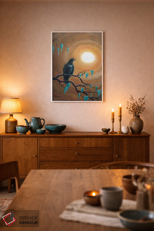 تابلو دکوراتیو کلاغ سیاه در پاییز تاریک اثر لورا ایورسن - D6W