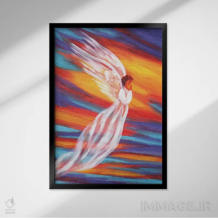 تابلو دکوراتیو فرشته غروب جنوب غرب اثر لورا ایورسن - نمای قابدار مشکی