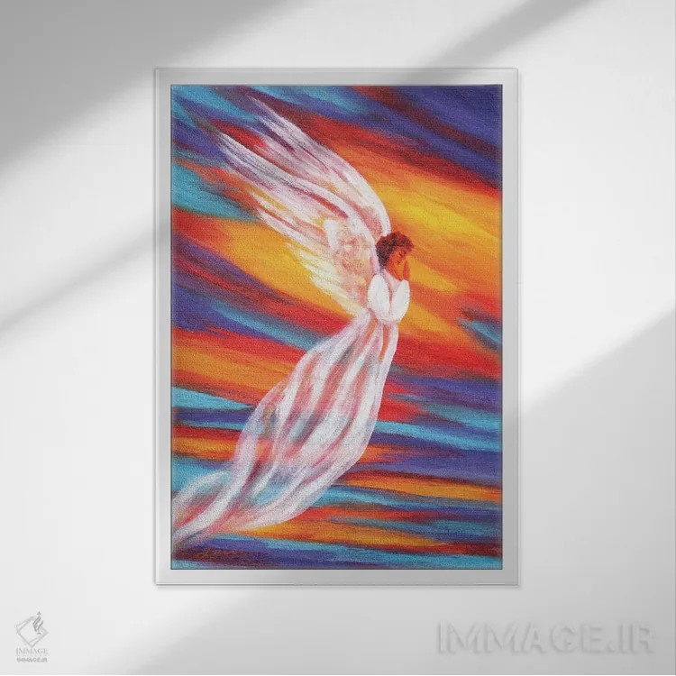 تابلو دکوراتیو فرشته غروب جنوب غرب اثر لورا ایورسن - نمای قابدار سفید