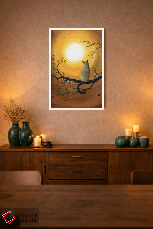 تابلو دکوراتیو گربه سیامی در درخشش پاییزی اثر لورا ایورسن - D1W