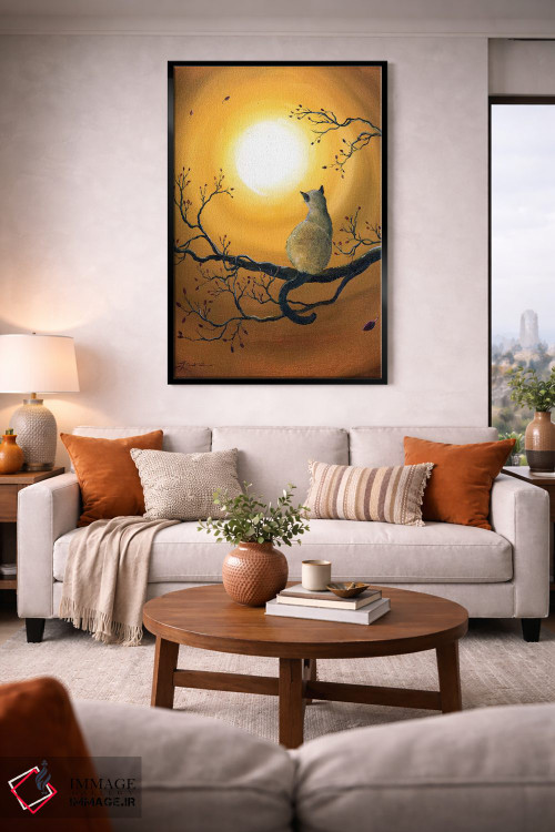 تابلو دکوراتیو گربه سیامی در درخشش پاییزی اثر لورا ایورسن - D2B