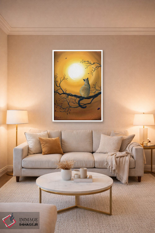 تابلو دکوراتیو گربه سیامی در درخشش پاییزی اثر لورا ایورسن - D3W