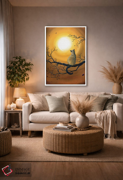 تابلو دکوراتیو گربه سیامی در درخشش پاییزی اثر لورا ایورسن - D4W