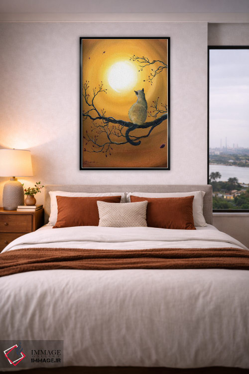 تابلو دکوراتیو گربه سیامی در درخشش پاییزی اثر لورا ایورسن - D5B