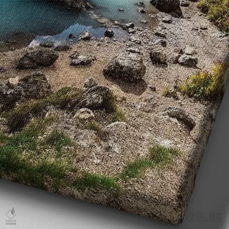 تابلو دکوراتیو ایتالیا، آلپ، دولومیت ها، کوه ها، دریاچه سوراپیس I اثر میکولاج گوسپودرک - نمای نزدیک بافت بوم