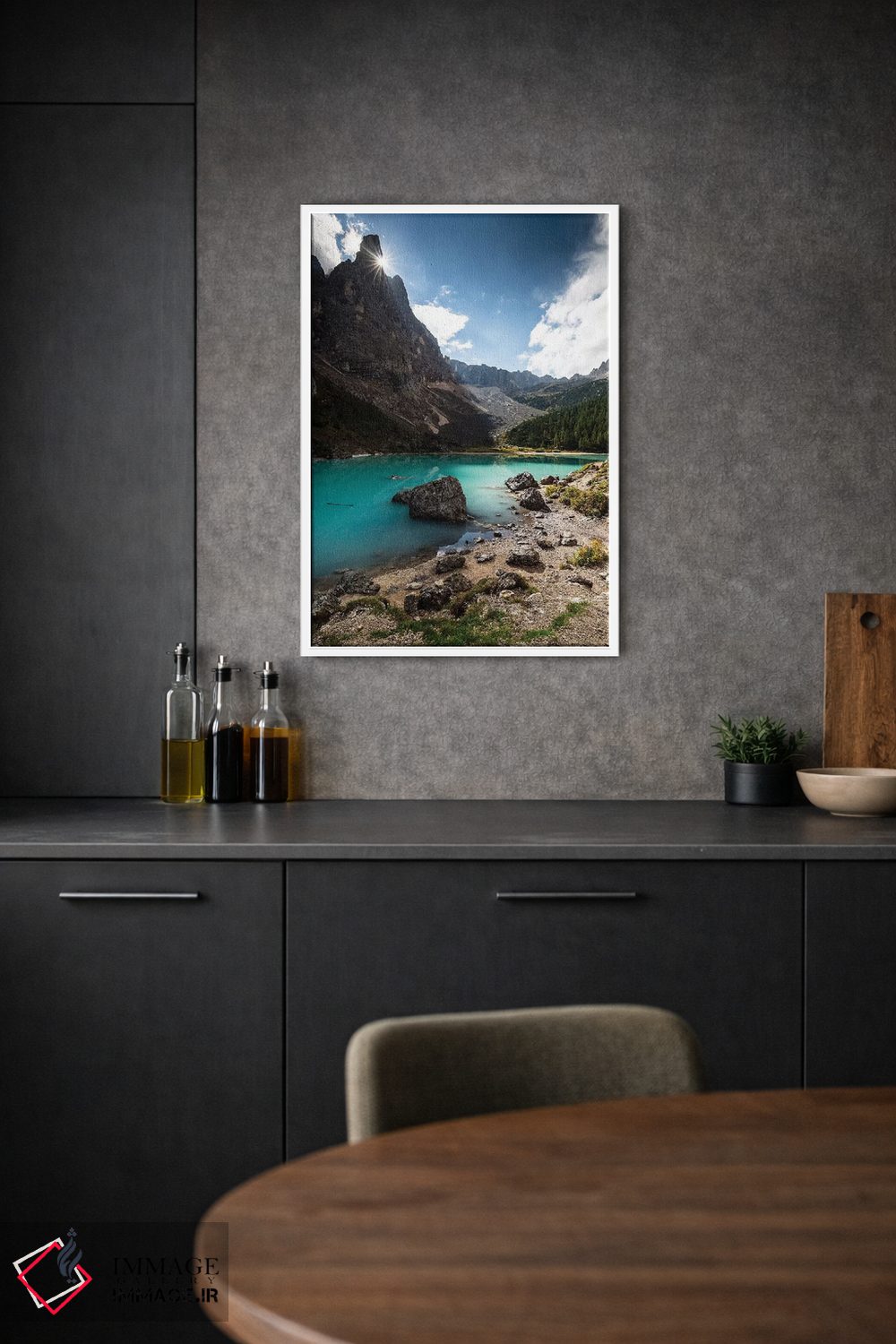 تابلو دکوراتیو ایتالیا، آلپ، دولومیت ها، کوه ها، دریاچه سوراپیس I اثر میکولاج گوسپودرک - D1W