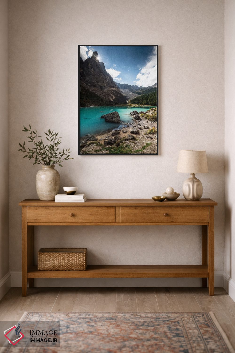 تابلو دکوراتیو ایتالیا، آلپ، دولومیت ها، کوه ها، دریاچه سوراپیس I اثر میکولاج گوسپودرک - D2B