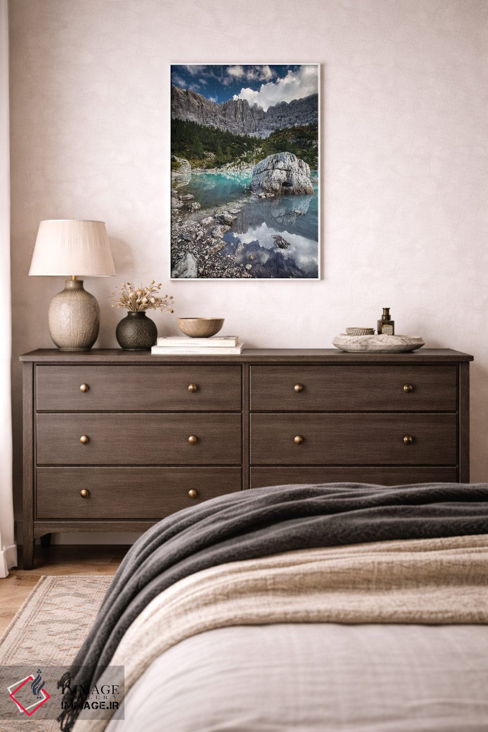 تابلو دکوراتیو ایتالیا، آلپ، دولومیت ها، کوه ها، دریاچه سوراپیس II اثر میکولاج گوسپودرک - D3W