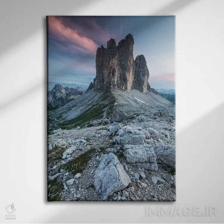 تابلو دکوراتیو ایتالیا، آلپ، دولومیت ها، کوه ها، تری چی مه دی لاواردو… اثر میکولاج گوسپودرک - نمای روبهرو روی دیوار