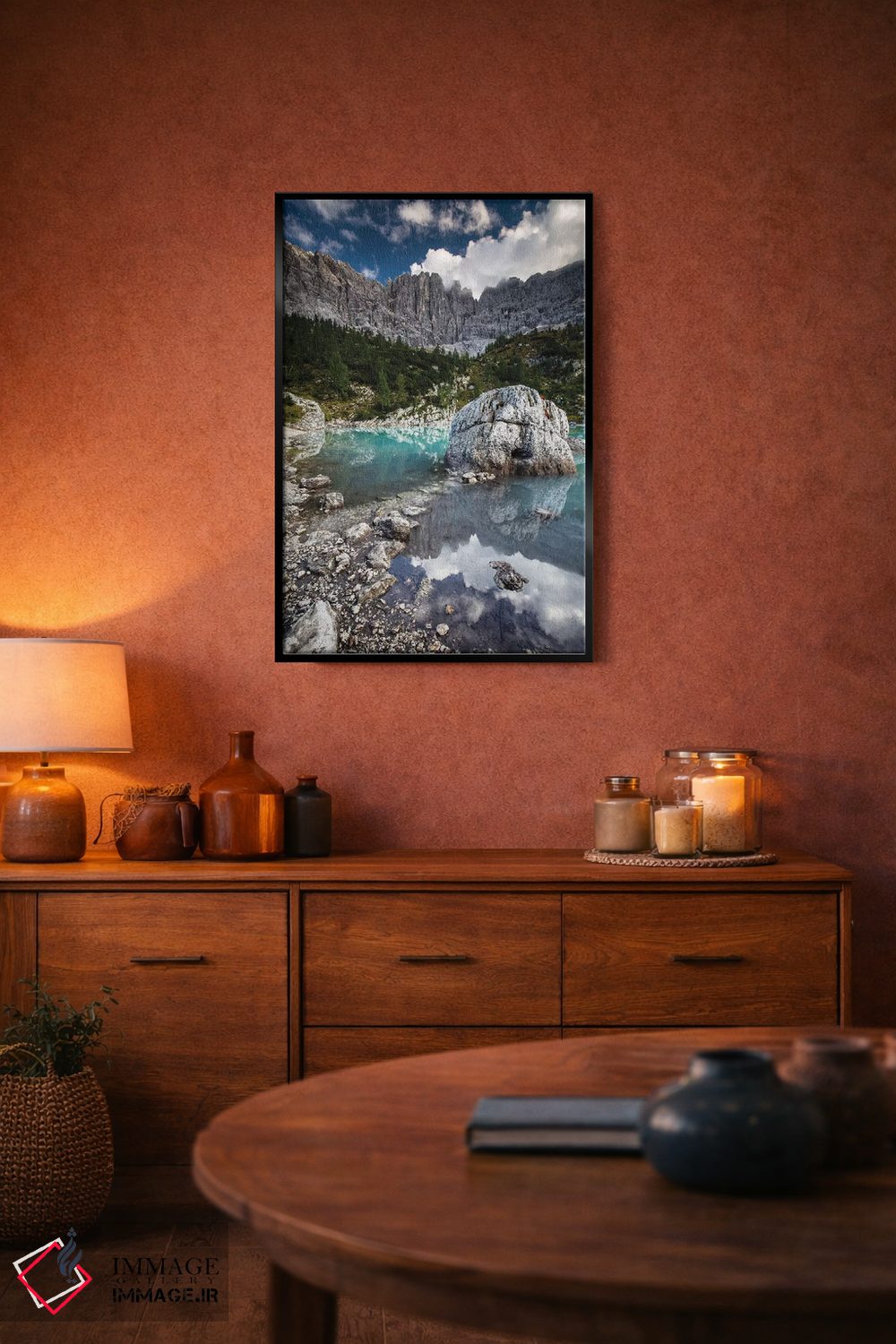 تابلو دکوراتیو ایتالیا، آلپ، دولومیت ها، کوه ها، دریاچه سوراپیس II اثر میکولاج گوسپودرک - D5B