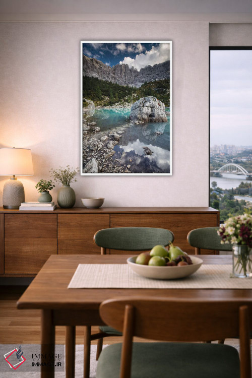 تابلو دکوراتیو ایتالیا، آلپ، دولومیت ها، کوه ها، دریاچه سوراپیس II اثر میکولاج گوسپودرک - D6W