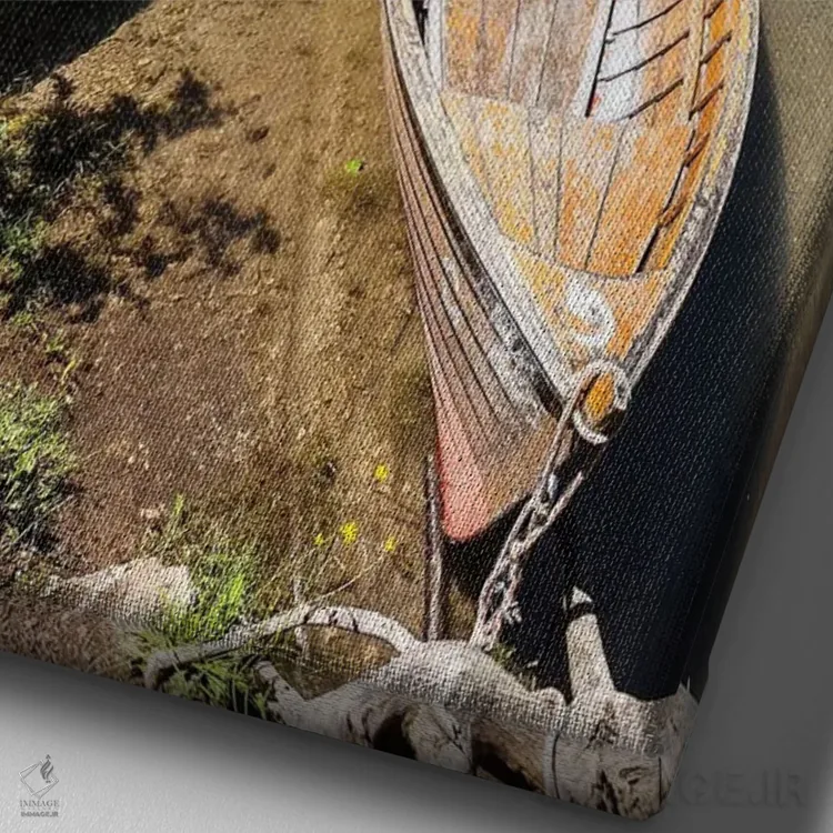 تابلو دکوراتیو ایتالیا، دولومیت ها، دریاچه برایس اثر میکولاج گوسپودرک - نمای نزدیک بافت بوم