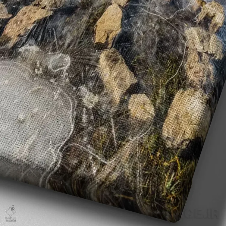 تابلو دکوراتیو ایتالیا، تری چی مه دی لاواردو با یخ، دولومیت ها اثر میکولاج گوسپودرک - نمای نزدیک بافت بوم