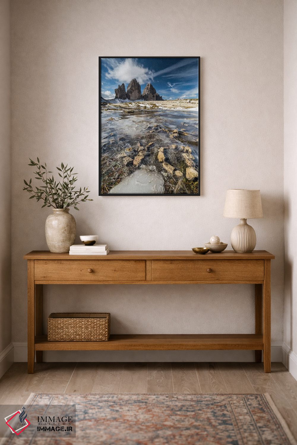 تابلو دکوراتیو ایتالیا، تری چی مه دی لاواردو با یخ، دولومیت ها اثر میکولاج گوسپودرک - D2B