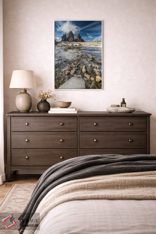 تابلو دکوراتیو ایتالیا، تری چی مه دی لاواردو با یخ، دولومیت ها اثر میکولاج گوسپودرک - D3W