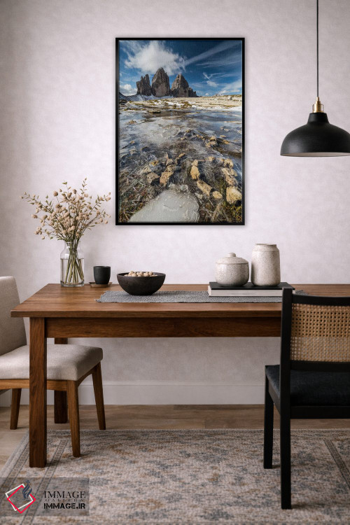 تابلو دکوراتیو ایتالیا، تری چی مه دی لاواردو با یخ، دولومیت ها اثر میکولاج گوسپودرک - D5B