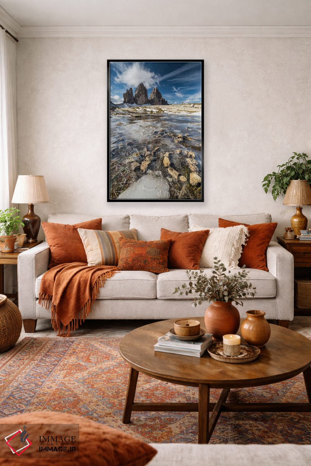 تابلو دکوراتیو ایتالیا، تری چی مه دی لاواردو با یخ، دولومیت ها اثر میکولاج گوسپودرک - D4B