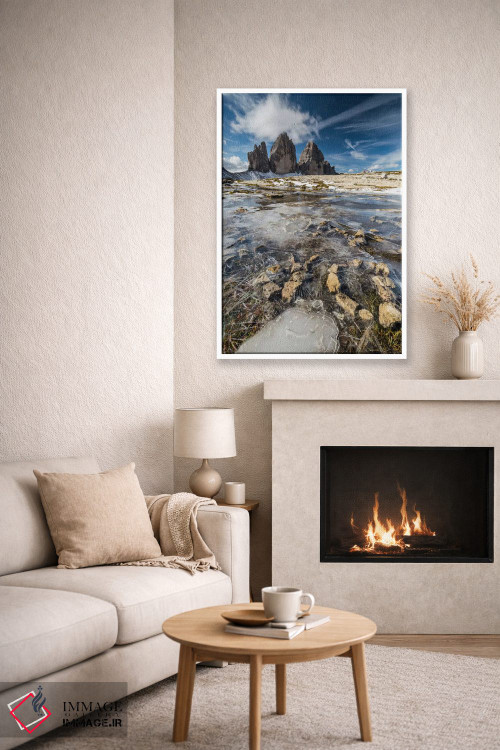 تابلو دکوراتیو ایتالیا، تری چی مه دی لاواردو با یخ، دولومیت ها اثر میکولاج گوسپودرک - D6W