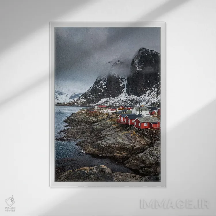 تابلو دکوراتیو نروژ، لوفوتن، هامنی اثر میکولاج گوسپودرک - نمای قابدار سفید