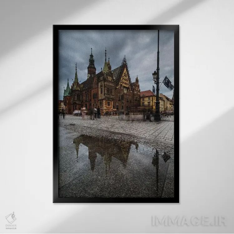 تابلو دکوراتیو لهستان، وروتسواف، میدان اصلی I اثر میکولاج گوسپودرک - نمای قابدار مشکی