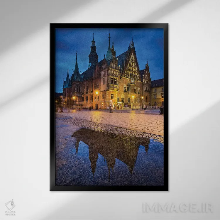 تابلو دکوراتیو لهستان، وروتسواف، میدان اصلی II اثر میکولاج گوسپودرک - نمای قابدار مشکی