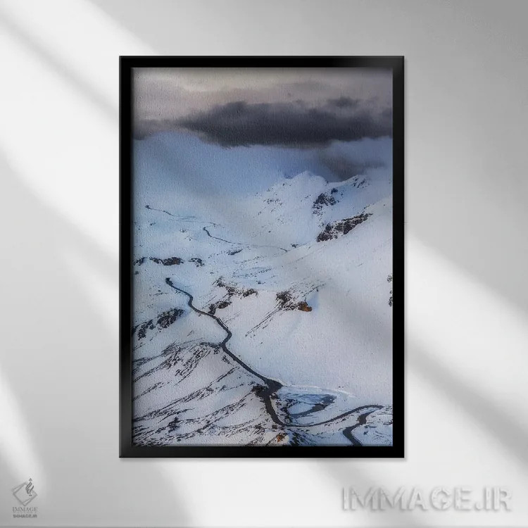 تابلو دکوراتیو جاده مرتفع گروس گلوکنر، زمستان، اتریش اثر میکولاج گوسپودرک - نمای قابدار مشکی