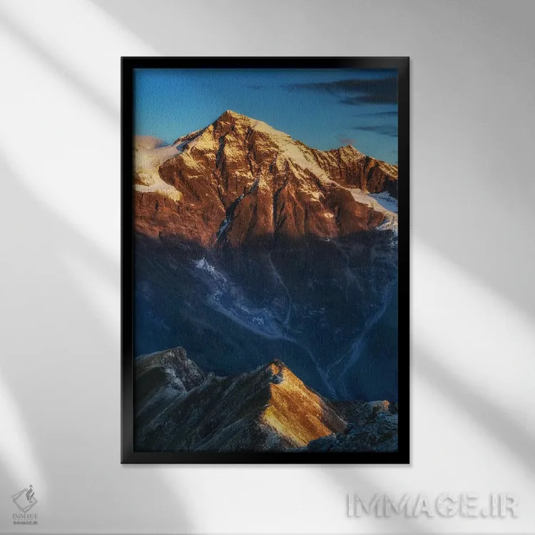 تابلو دکوراتیو طلوع خورشید، آلپ، اتریش اثر میکولاج گوسپودرک - نمای قابدار مشکی