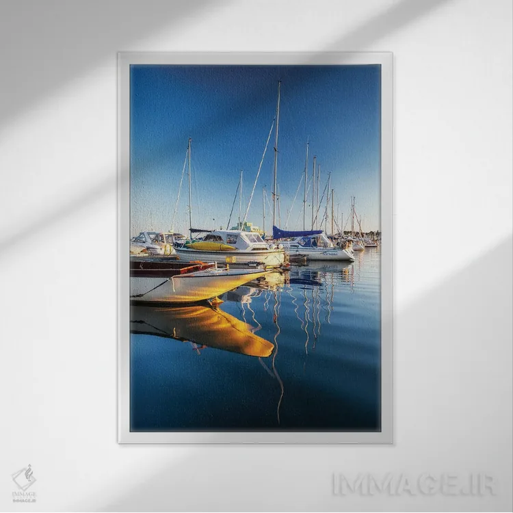 تابلو دکوراتیو Norway,بندر قایق های تفریحی در اسلو، نروژ اثر میکولاج گوسپودرک - نمای قابدار سفید