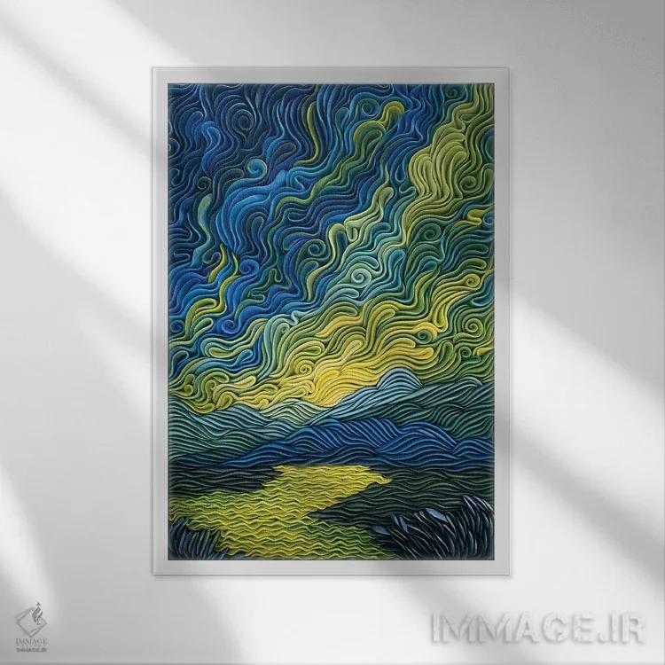 تابلو دکوراتیو شفق نیمه شب اثر آلیسا لاریوشکینا - نمای قابدار سفید